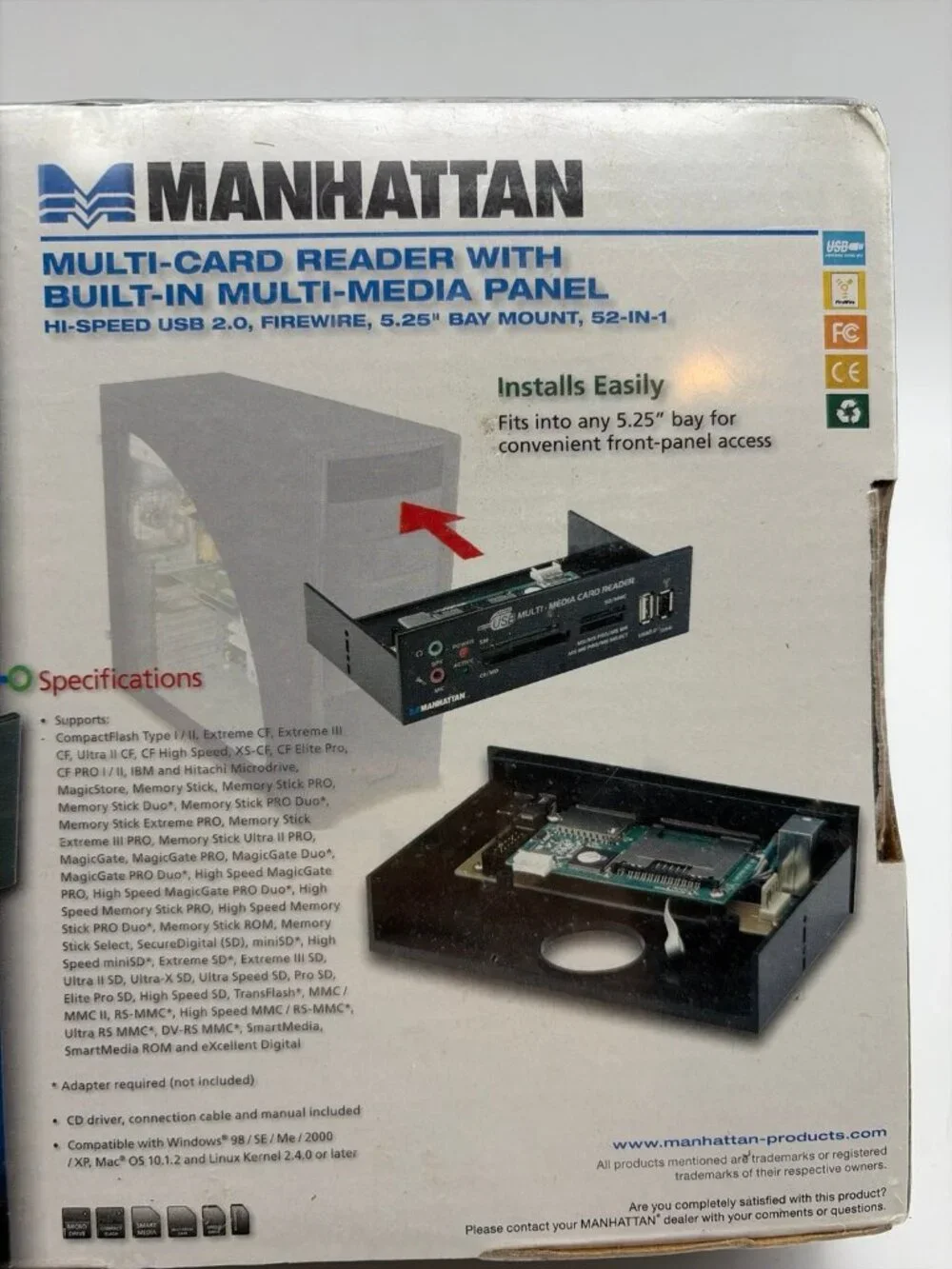 Manhattan 52-in-1 Mutli-Card Reader w/Built-in Multimedia 5.25